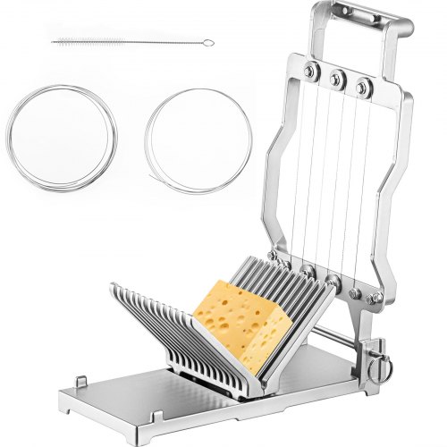 Commercial Cheese Slicer, Aluminum Alloy Cheese Cutter with Replaceable Wire for Thick Slices, Stainless Steel Blade