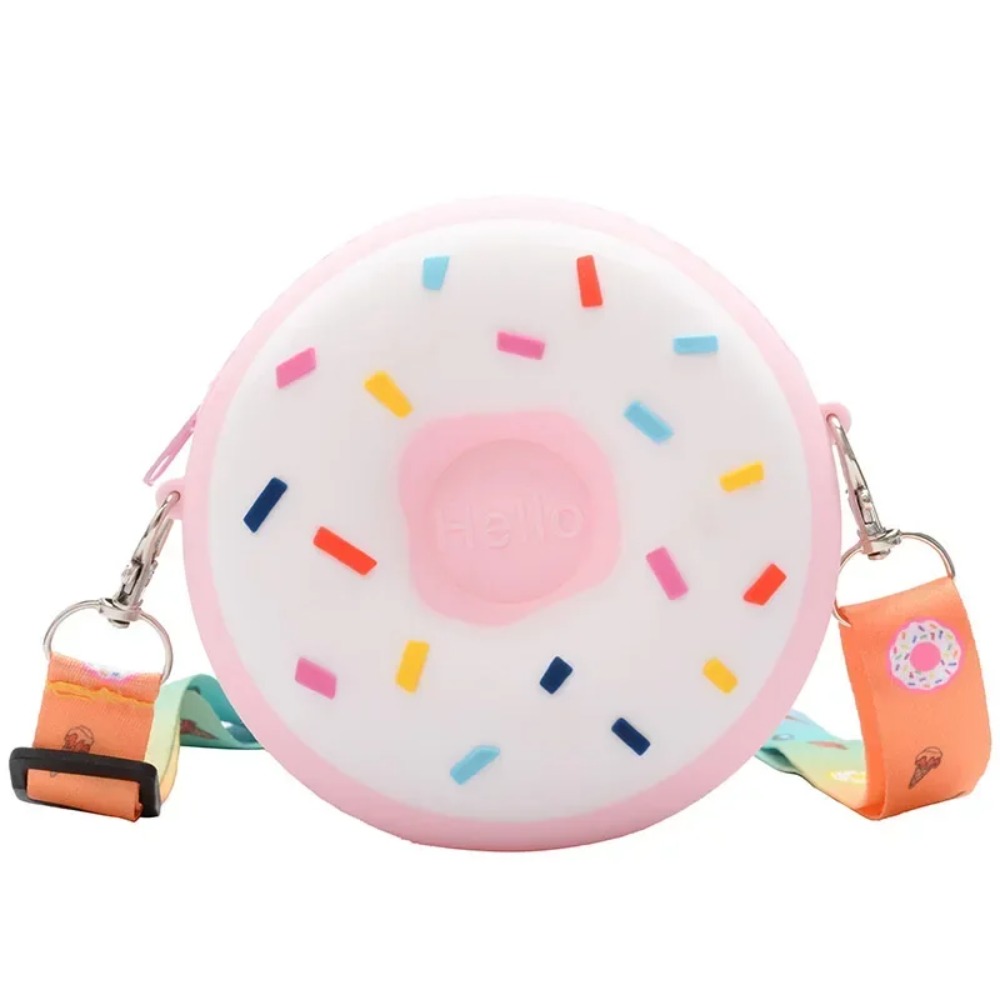 Children Silicone Crossbody Bag Rainbow Donut Small Handbag Baby Girl Adjustable Strap