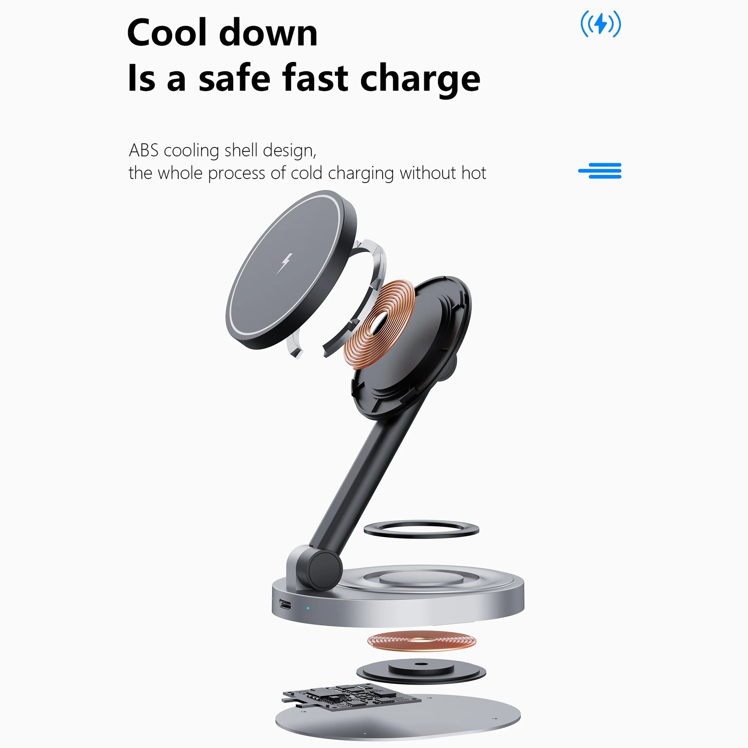 Foldable magnetic wireless charger stand Watch and Earbuds