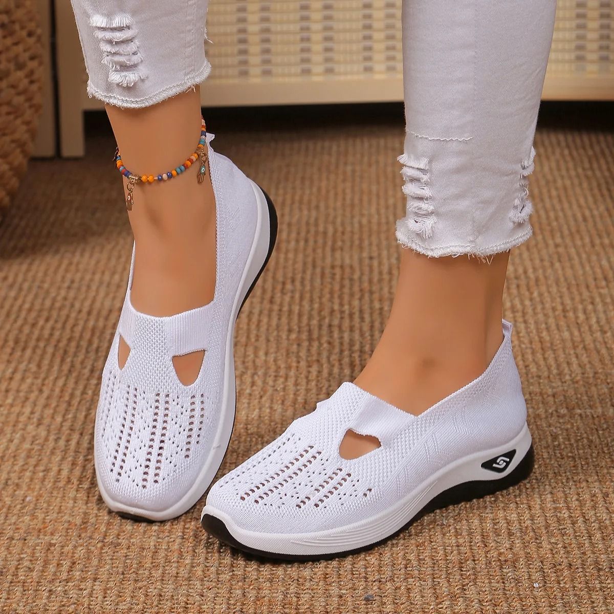 Summer Women Sneakers Breathable Slip On Walking Shoes