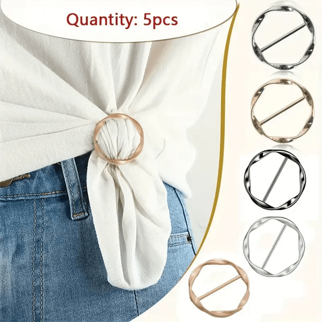 Adjustable Metal Buckles Multi Use Shirt Scarf and Belt Clips Set