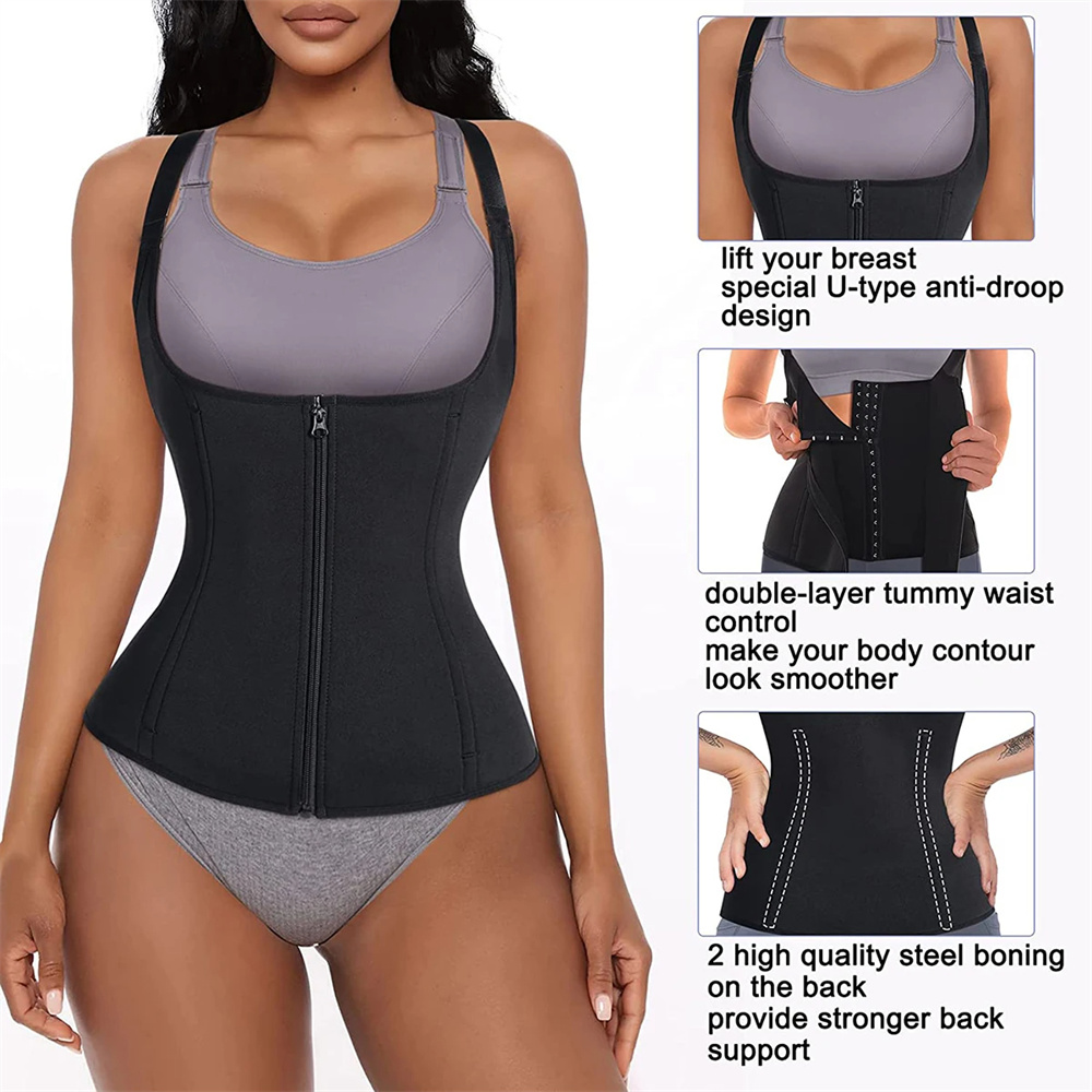 Body Shaper Sleeveless Top Tummy Control, Waist Trainer Tank Top For Women With Zipper, Activewear Underwear