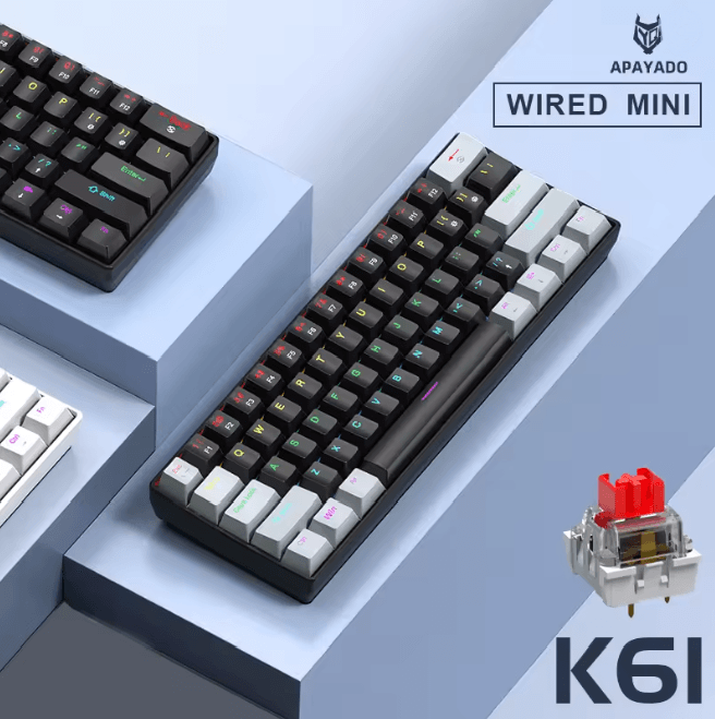 APAYADO K61 Mini Mechanical Keyboard 60 Percent Gaming Keyboard with RGB