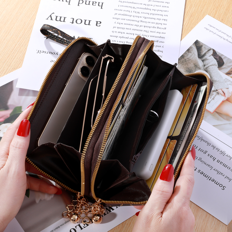 Large capacity Faux Leather Zipper Wallet Casual Multifunctional Clutch