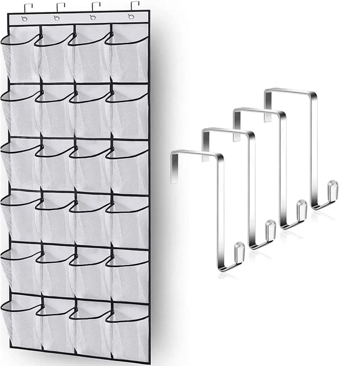 Over the Door Shoe Rack with Mesh Pockets – Convenient Hanging Shoe Organizer for Closets