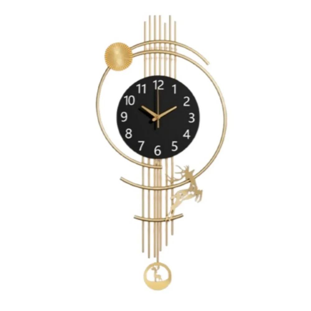 Ambient Light Deer Swinging Wall Clock Metal Design