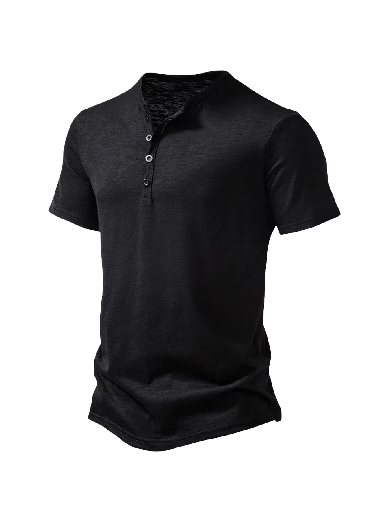 Mens Henley Neck Summer Basic T-Shirt, Short Sleeve Casual Pullover, Breathable Outdoor Streetwear Tops