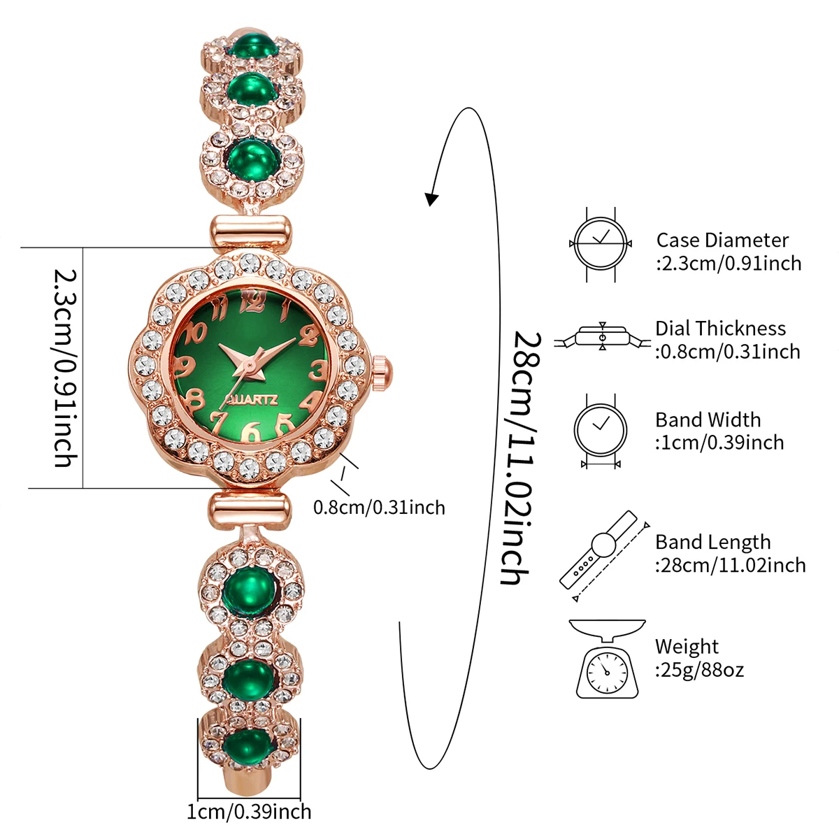 Fashion Ladies Quartz Wristwatch, Elegant Rhinestone Women Watches, Girls Bracelet Strap Gift Clock