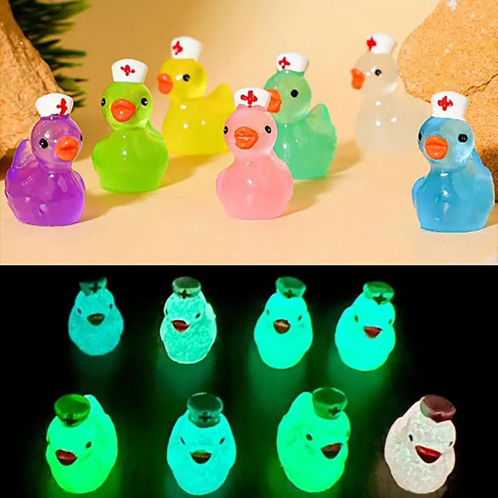 Glow in the Dark Nurse Duck Figurines – Mini Fairy Garden Decor Set (5 or 10 PCS)
