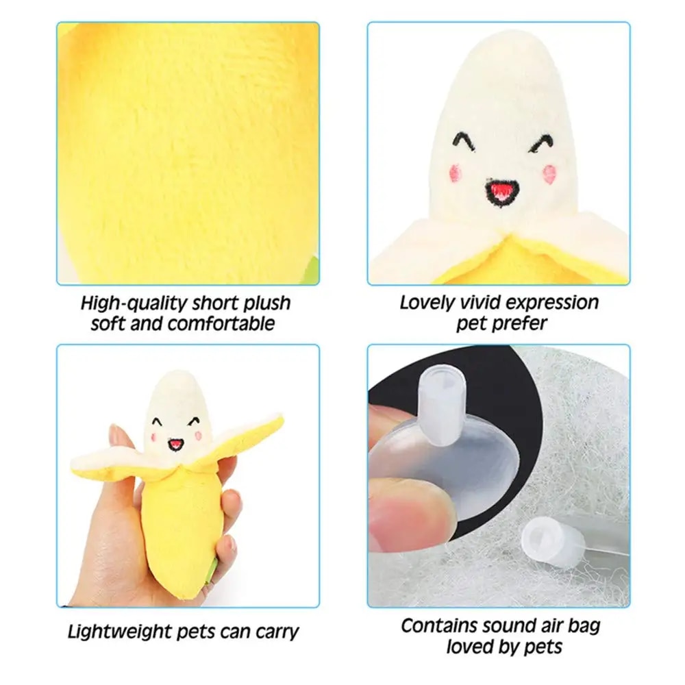 Plush Banana Shape Dog Squeak Toy - Interactive Pet Supply