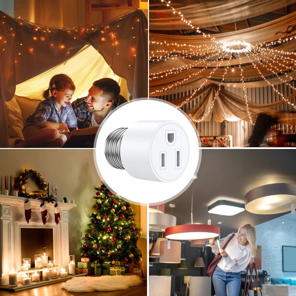 Universal Light Socket Adapter E26 E27 Converter 2PCS Heat Resistant Plug