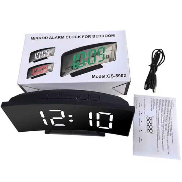 Large LED Digital Alarm Clock – Temperature Display Bedside Clock with Adjustable Brightness