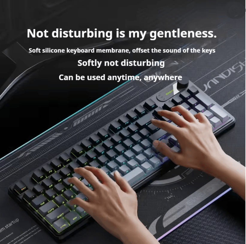 EWEADN GS75 RGB Gaming Keyboard with Knob and Side Printed Gradient Keycaps