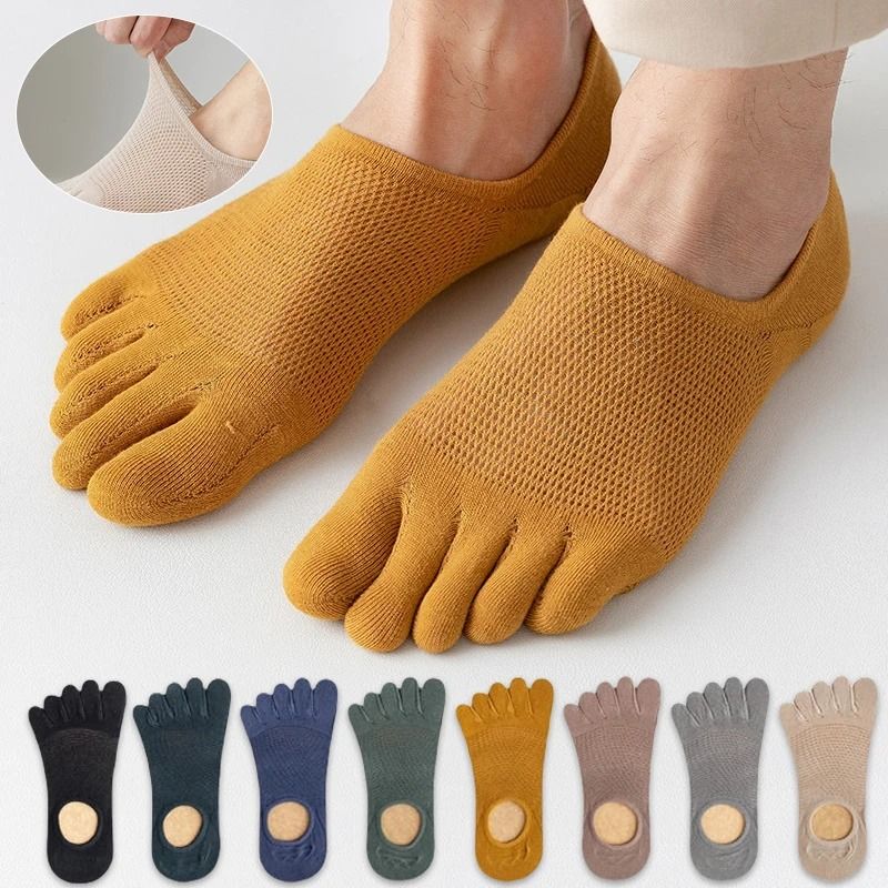 3 Pairs Mens Breathable Toe Socks Casual Finger Boat Socks