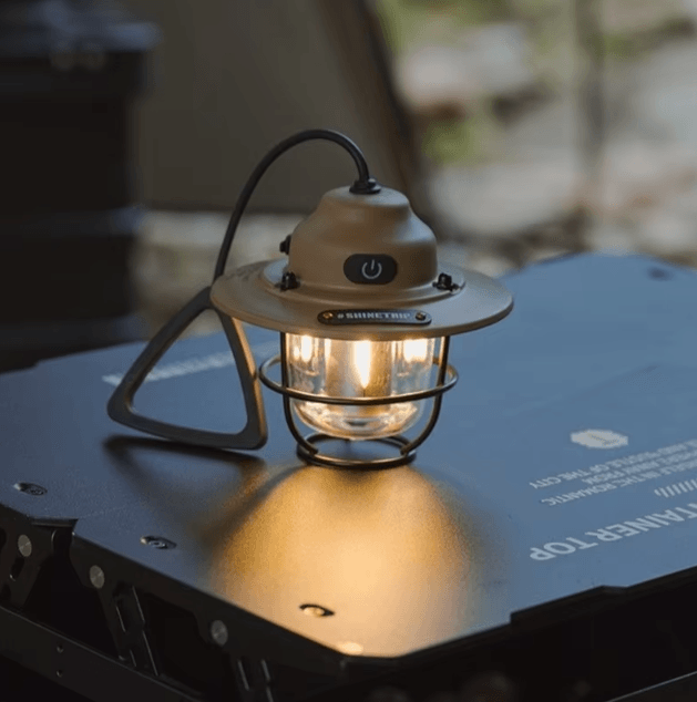 Retro USB Rechargeable Camping Lantern – Portable LED Hanging Tent Light for Outdoor Adventures