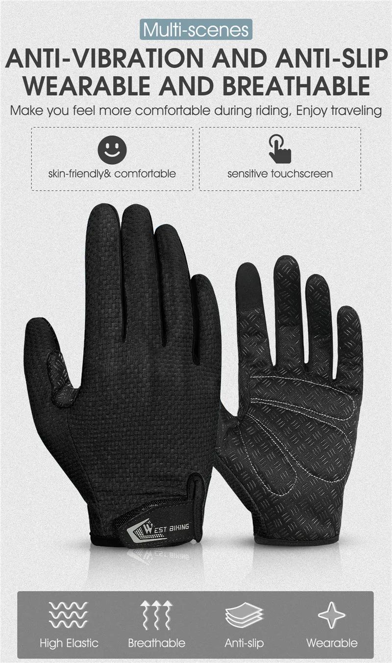 WEST BIKING Full Finger Touchscreen Cycling Gloves