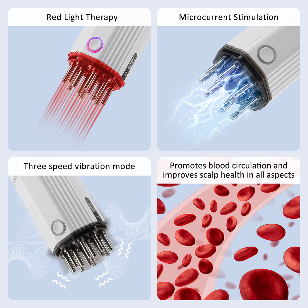 Hair Growth Massager Comb, Electric Visual Scalp Applicator, EMS Red Light Therapy, Head Massage Relax Treatment