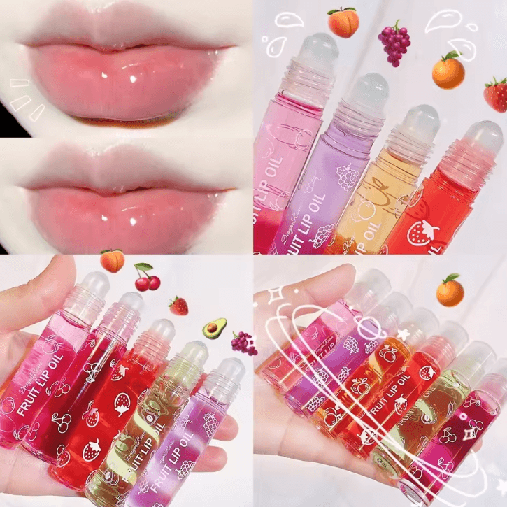 VRoll-On Hydrating Lip Oil Gloss – Moisturizing Roll-On Lip Gloss for Soft, Smooth Lips