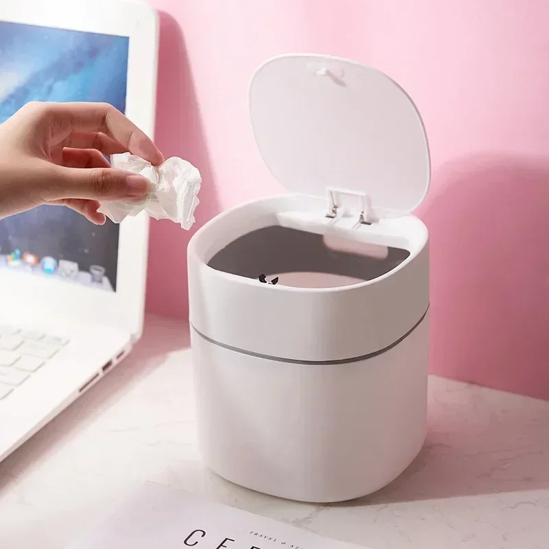 Mini Small Waste Bins Home Table Desktop Garbage Basket Plastic Trash Can Office Supplies Dustbins Barrel Box Sundries
