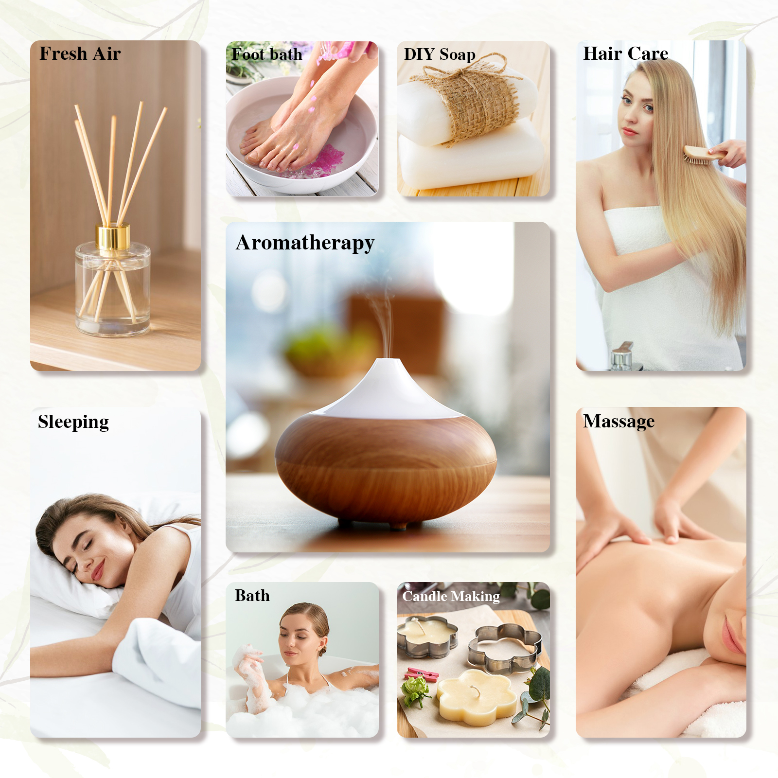 Bottle Essential Oils, Natural Aromatherapy with, Lavender, Jasmine, Excelentes Aromas Scents