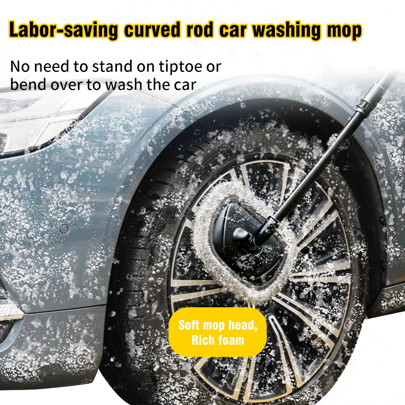 Telescoping Long Handle Car Wash Mop, New Retractable Bent Bar Car Wash Brush, Essential Car Cleaning Tools