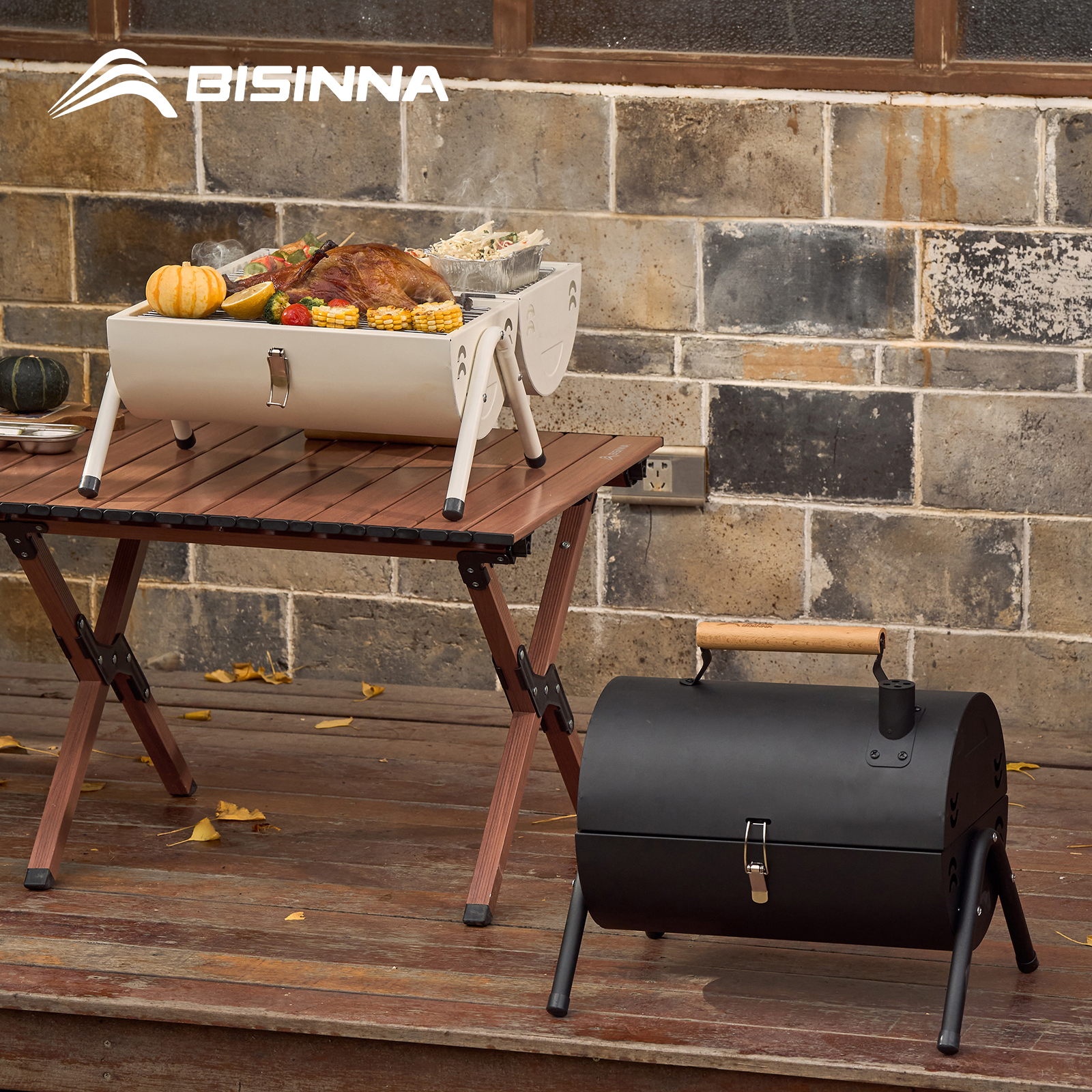 Outdoor Portable BBQ Charcoal Grill with Dual Side Functionality Ideal for Camping and Backyard BBQs