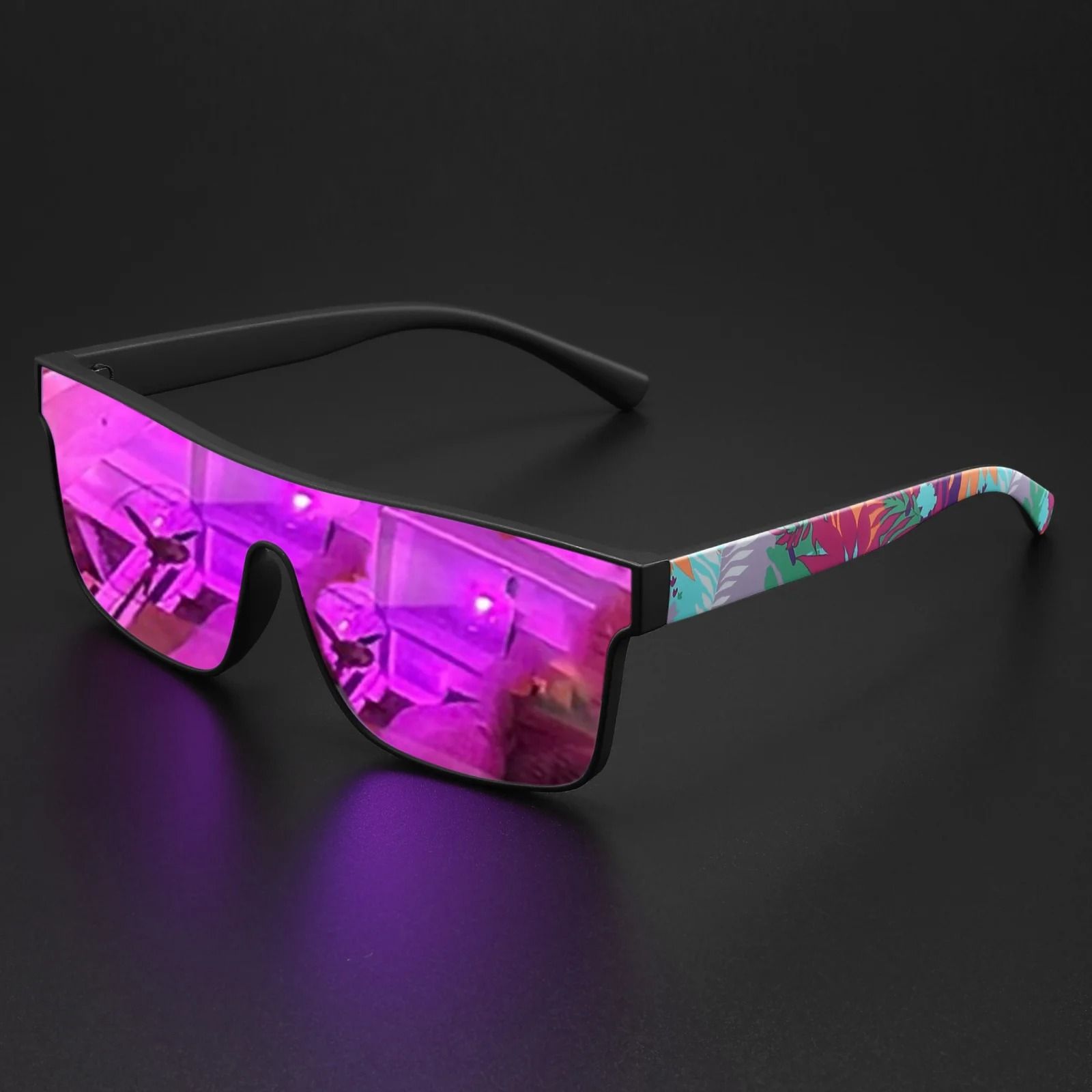 Colorful Square Sports Sunglasses UV400 Unisex One Piece Lens Outdoor Sunglasses