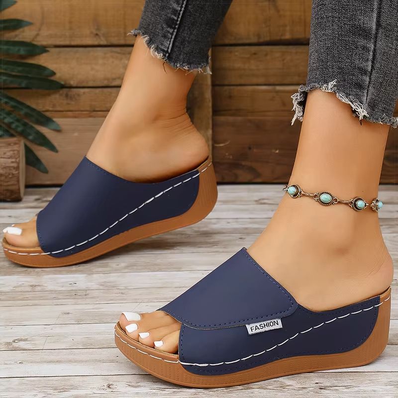 Women's Luxury Wedge Sandals Summer Heeled Open Toe Slip On Casual Shoes