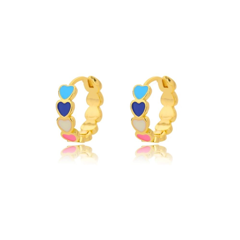 Rosy Heart Charm Hoop Earrings