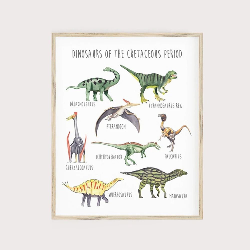 Modern Abstract Dinosaur Illustration Canvas Wall Art for Kids Room