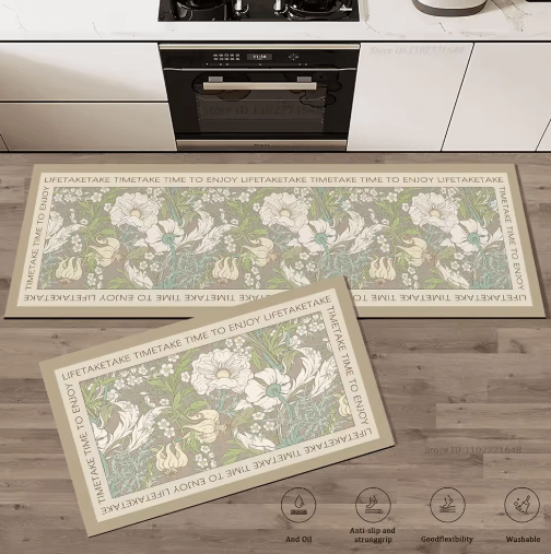 Floral Anti-Fatigue Kitchen Rug – Soft Non-Slip Kitchen Mat for Comfort & Style