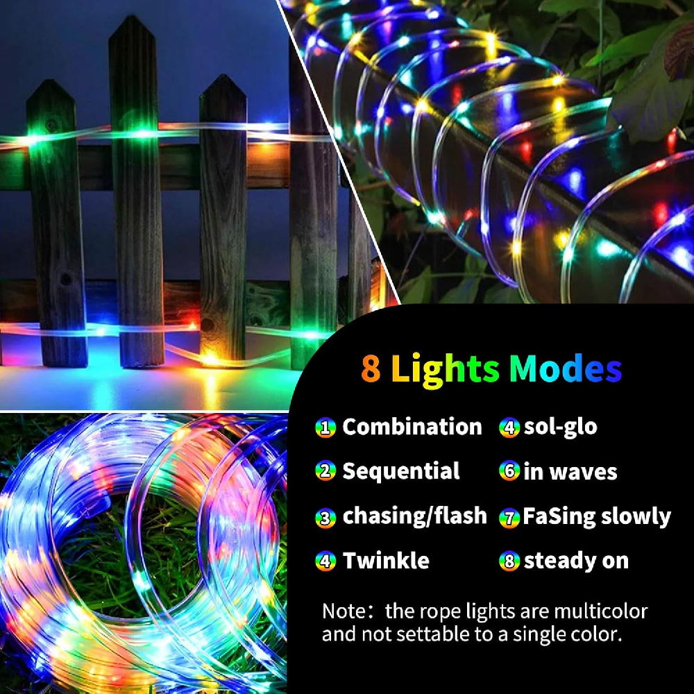 Outdoor Solar Tube Lights Multicolor Modes for Garden Patio Tree Decoration