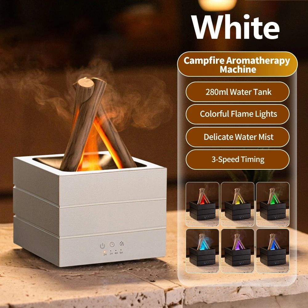 Simulated Flame Aroma Diffuser with LED Light and Cool Mist