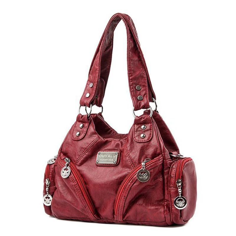 Luxury Soft PU Leather Mini Motorcycle Shoulder Bag for Women