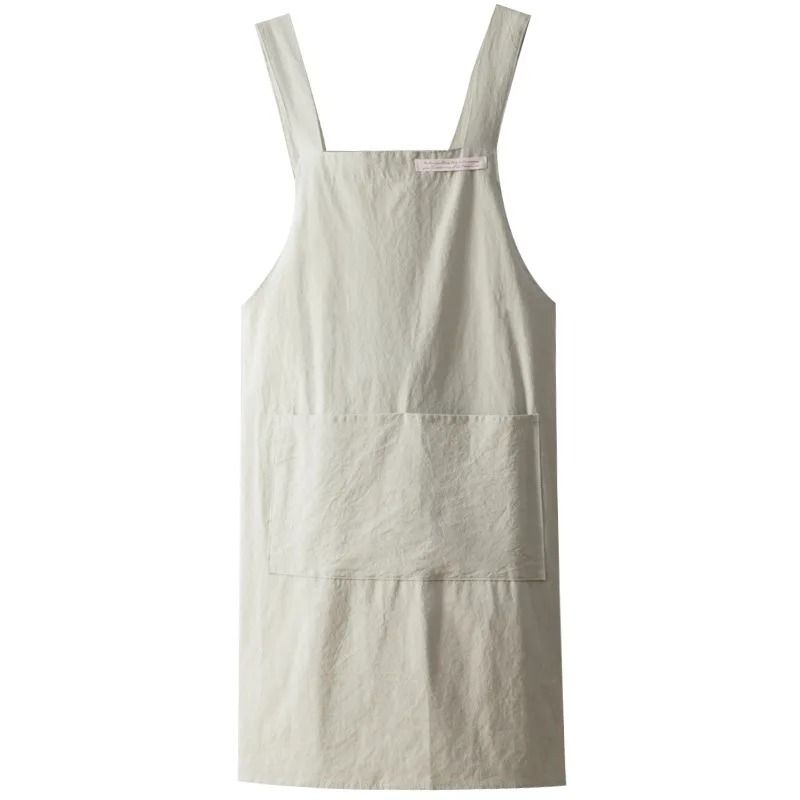 Cotton Linen Tie Free Apron Retro Work Coverall for Kitchen and Crafts