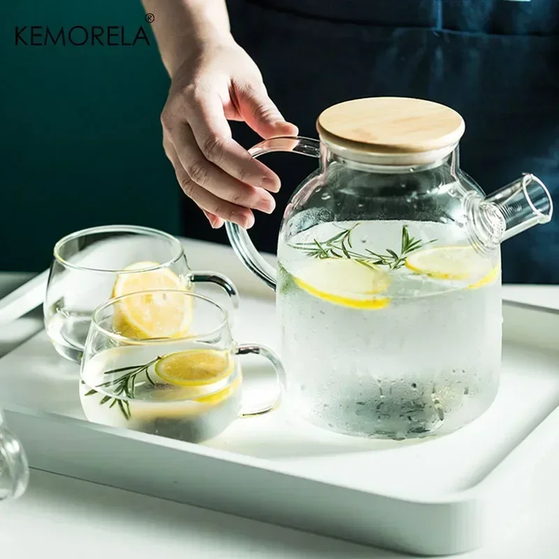 Borosilicate Glass Teapot Heat-Resistant Flower Tea Pot for Home & Office