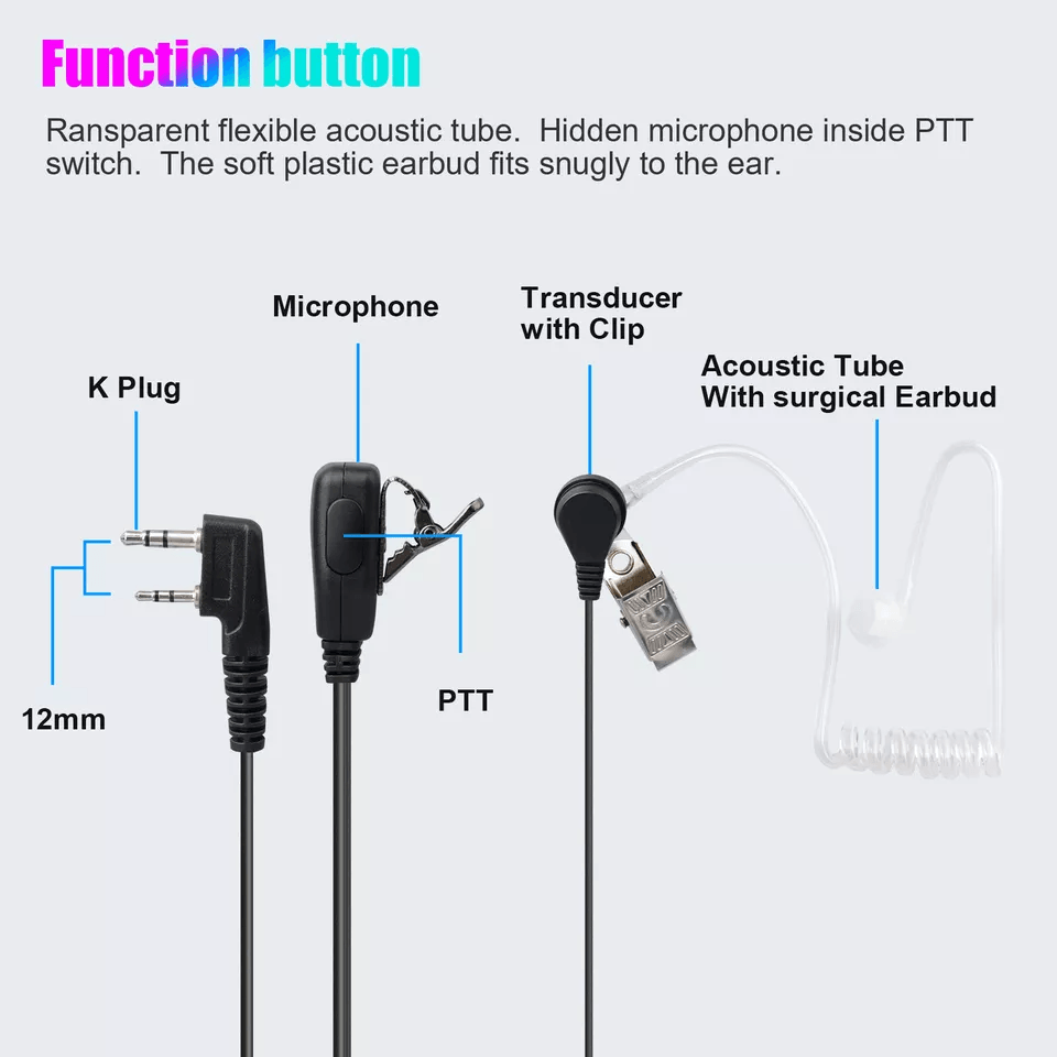 FBI-Style Security Walkie Talkies Earpiece Earphone Mic Radio