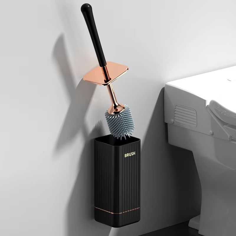 Silicone Golf Long-Handle Toilet Brush with Wall-Mounted Holder – 360° Flexible Head Bathroom Cleaner Set