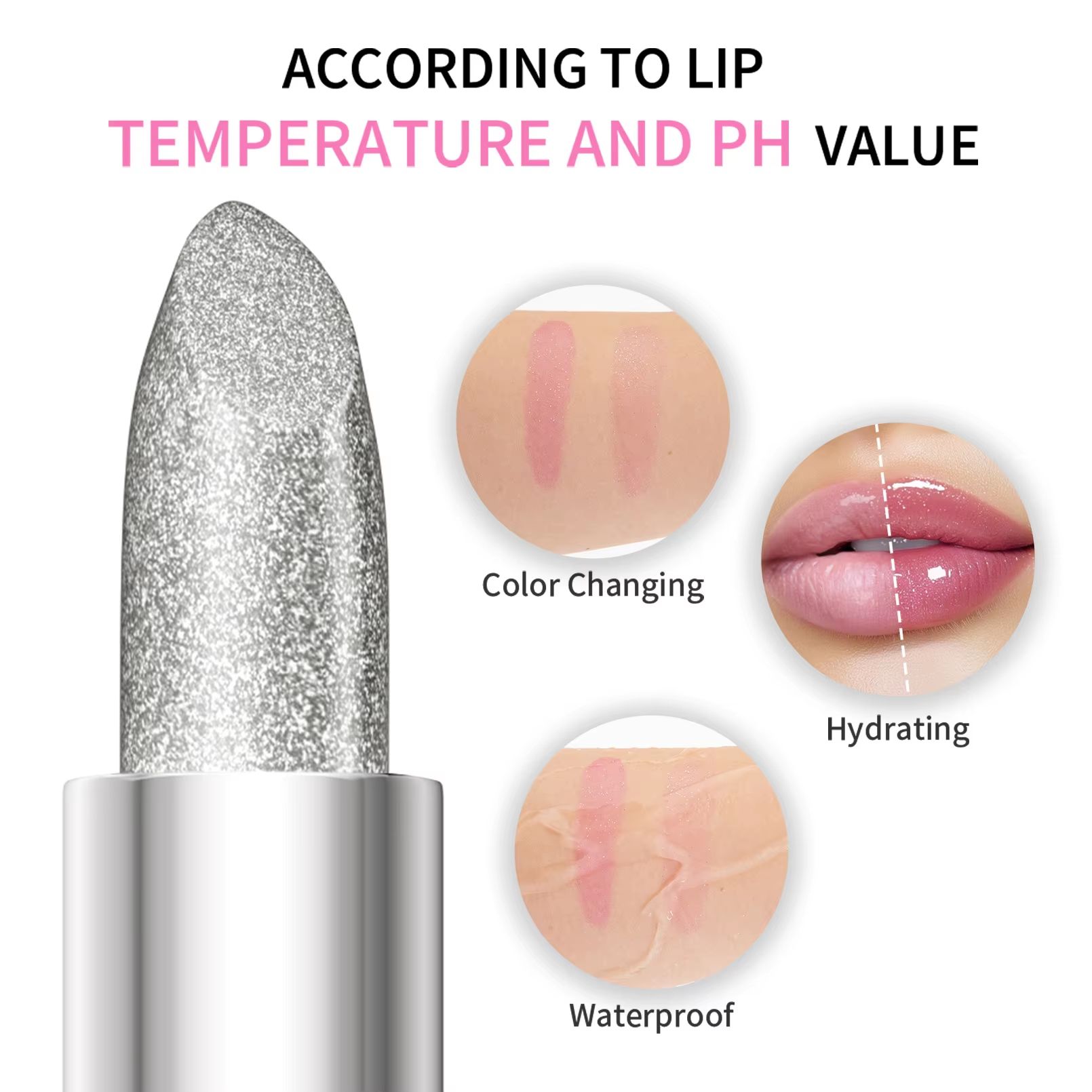 Temperature Color Changing Lipstick Glitter Waterproof Lip Tint Velvet Matte Lip Color