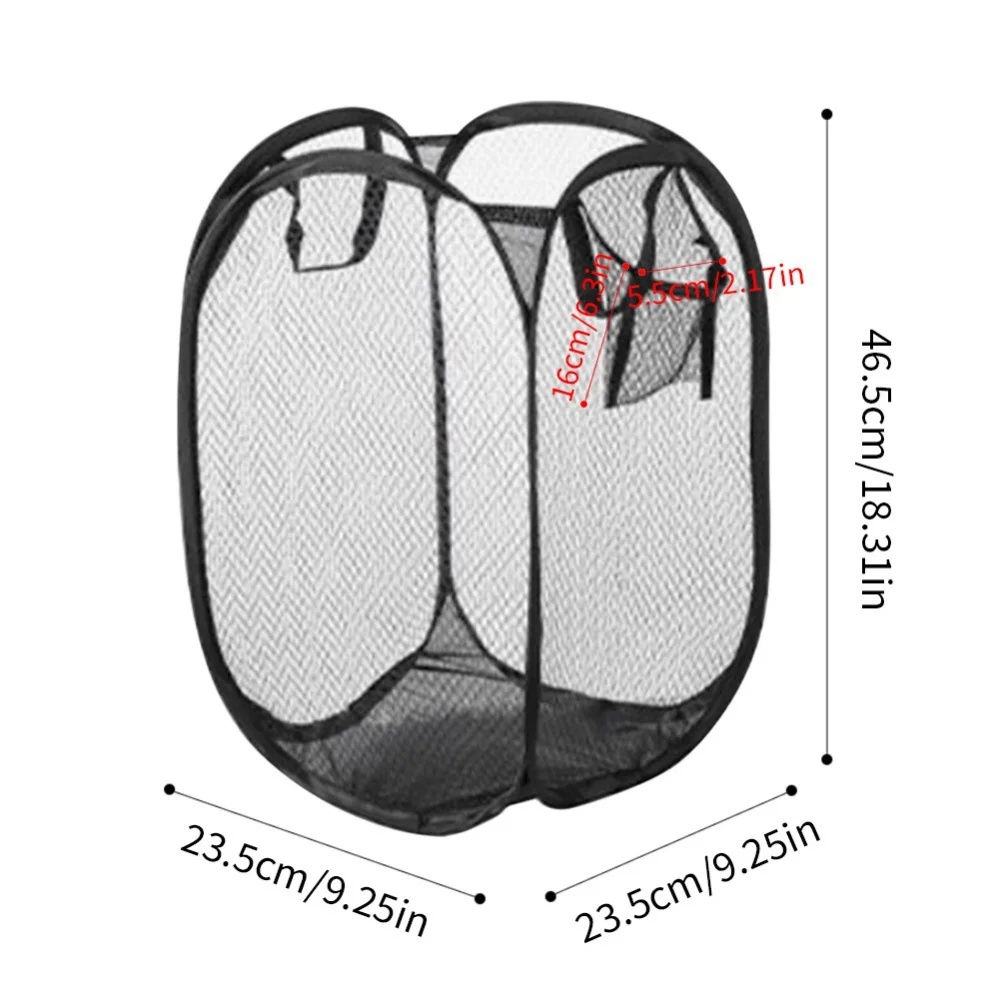 Wide Opening Mesh Laundry Hamper Pop Up Collapsible Basket for Dorm Travel Bathroom