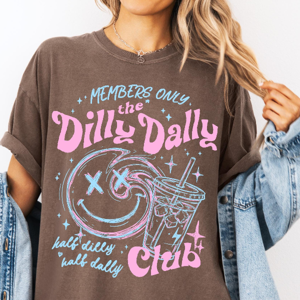 Dilly Dally Club Shirt Funny Introvert Lazy Girl Graphic Tee Trendy Outfit Gift