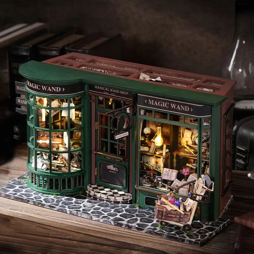 Magic Shop DIY Wooden Dollhouse Kit Miniature Roombox Craft House with Furniture