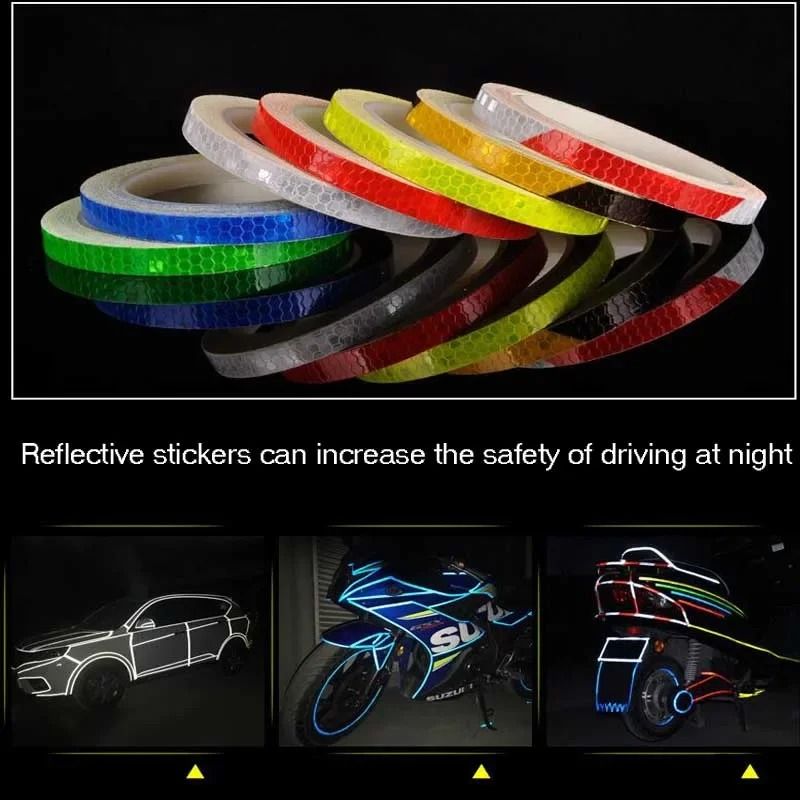 Reflective Bike Stickers Safety Tape Fluorescent Bicycle Warning Strips