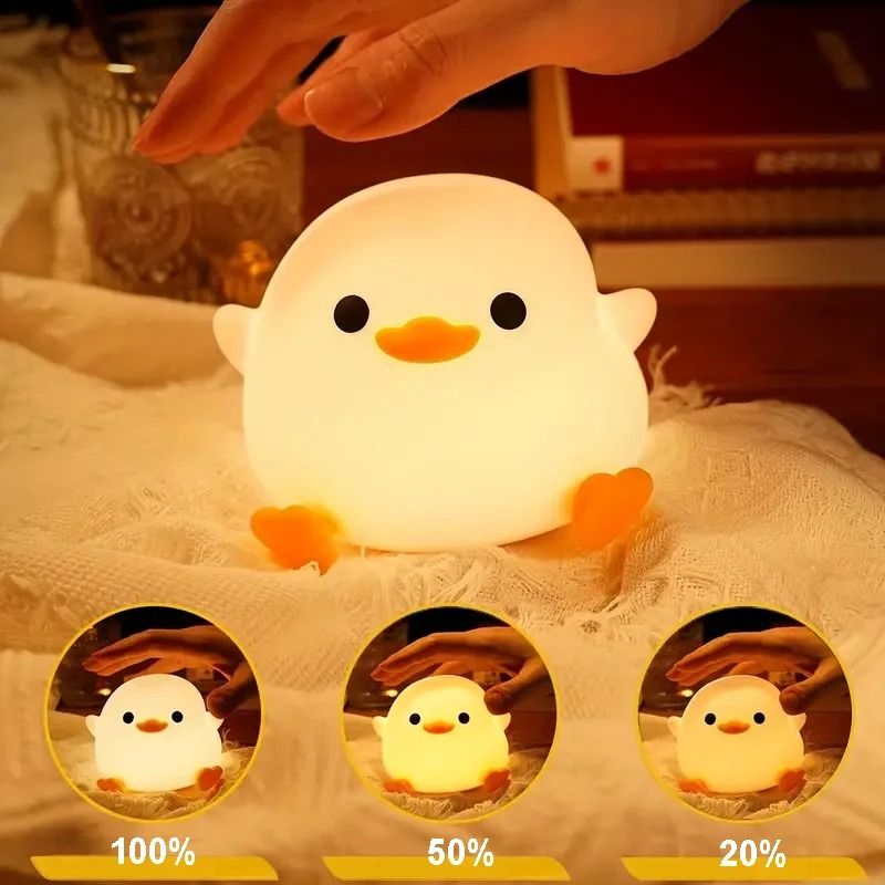 Creative Silicone Duck Night Light USB Charging Bean Shape
