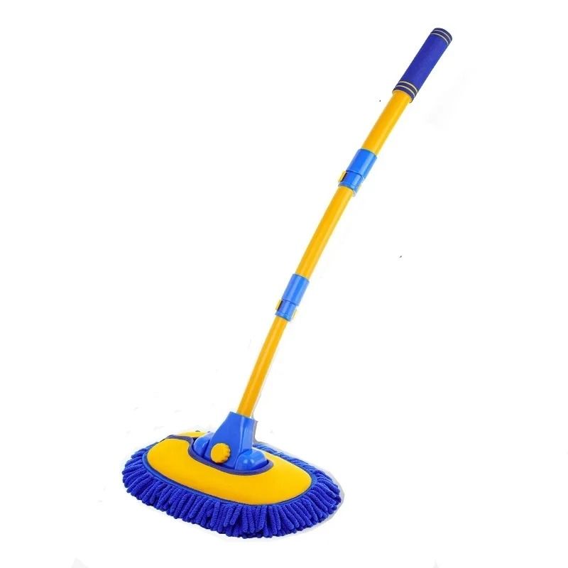 Telescoping Car Cleaning Brush With Long Handle And Chenille Mop Head