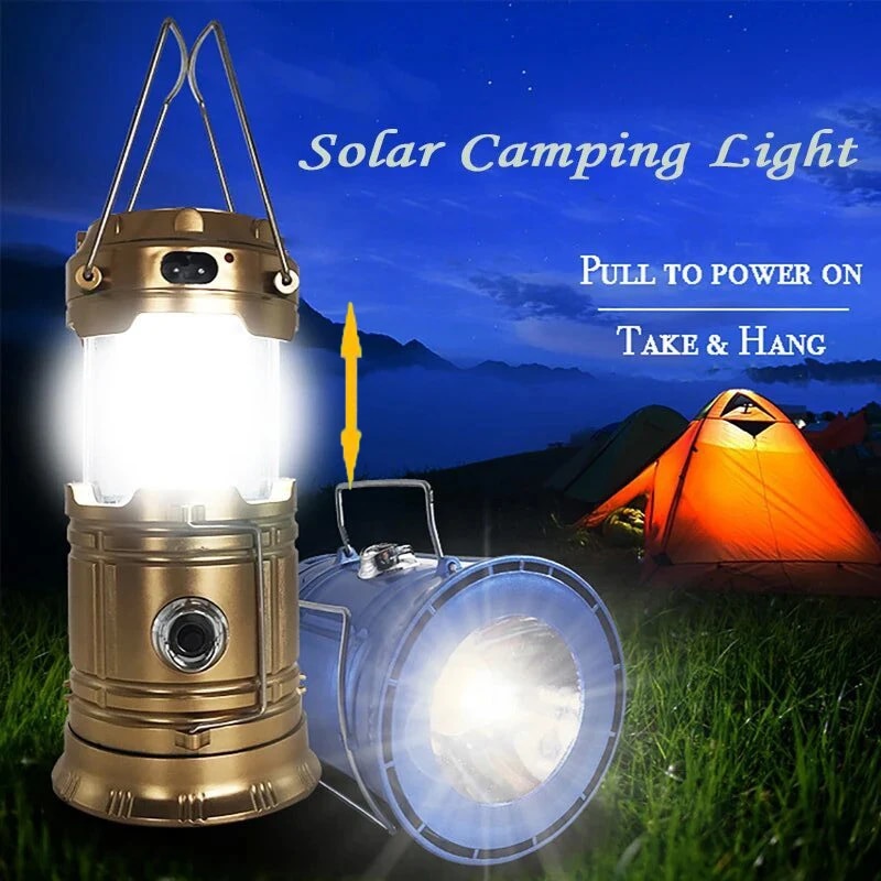 Solar Powered Multifunctional Camping Lamp & Portable LED Flashlight