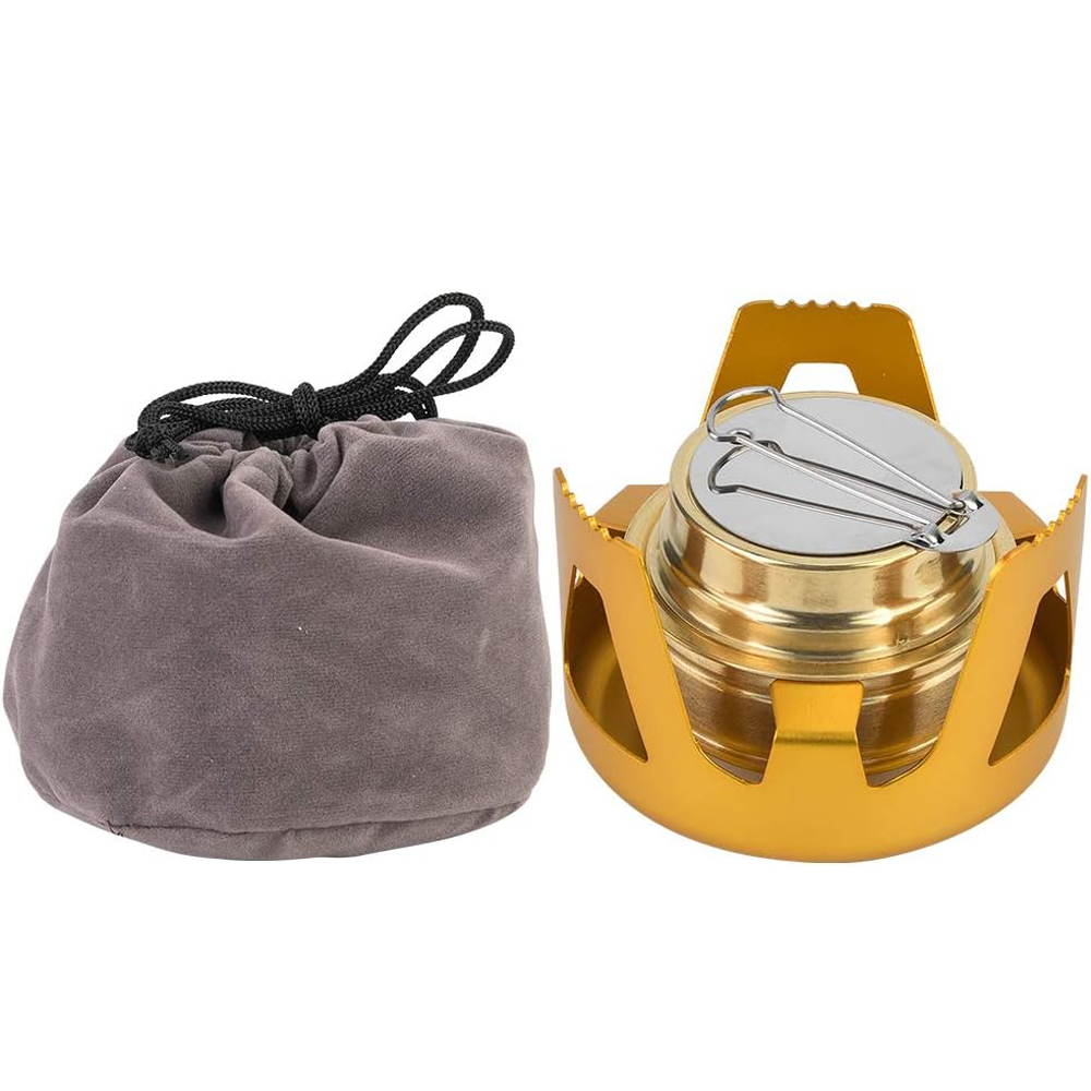 Ultralight Portable Camping Stove Alcohol Burner with Pot Stand for Outdoor Cooking