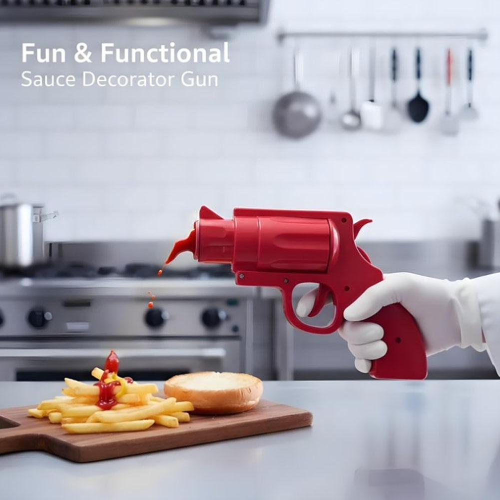 Plastic Sauce Bottle, Creative Kitchen Gun Seasoning Bottle, Squeeze Condiment Dispenser for Cooking Baking