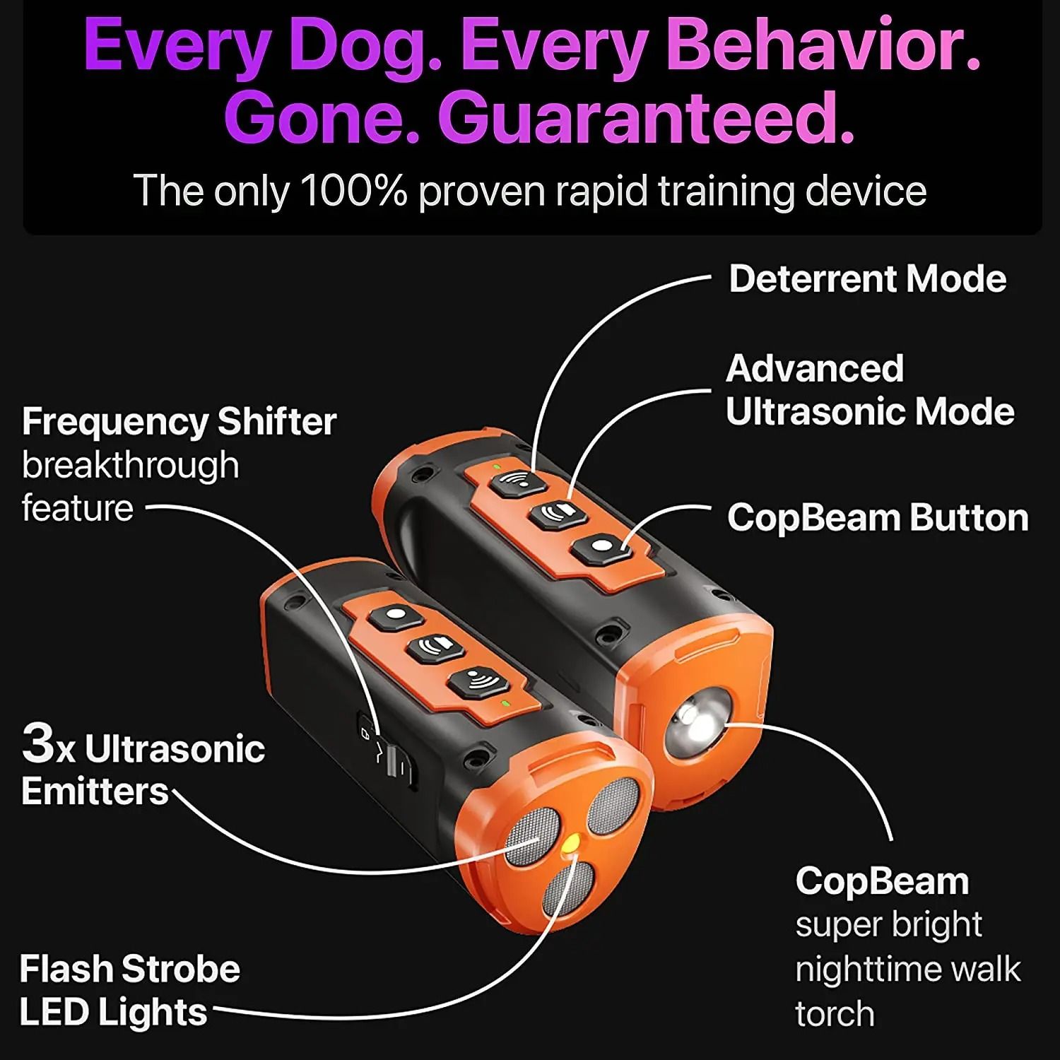Ultrasonic Dog Training Device With LED Flashlight