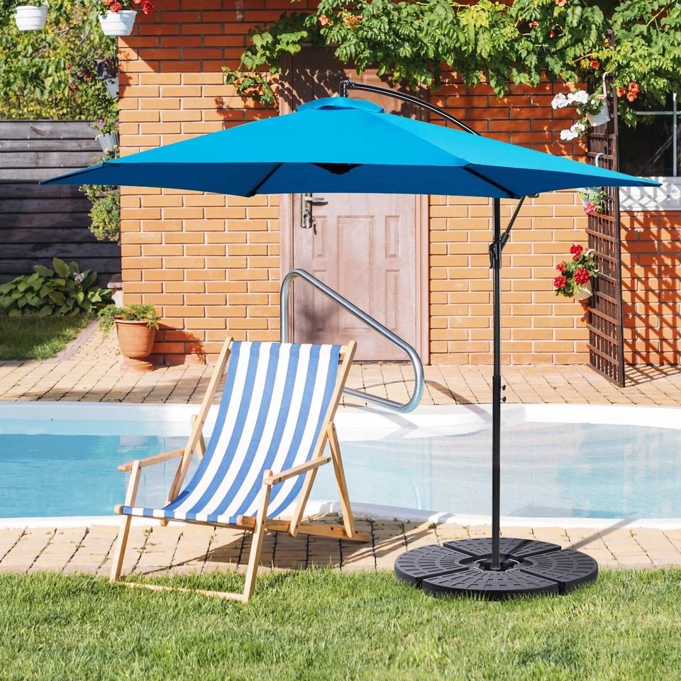 Offset Umbrella Base Stand, Pieces Patio Weighted Base, Adjustable Garden Stand, Water & Sand Fillable